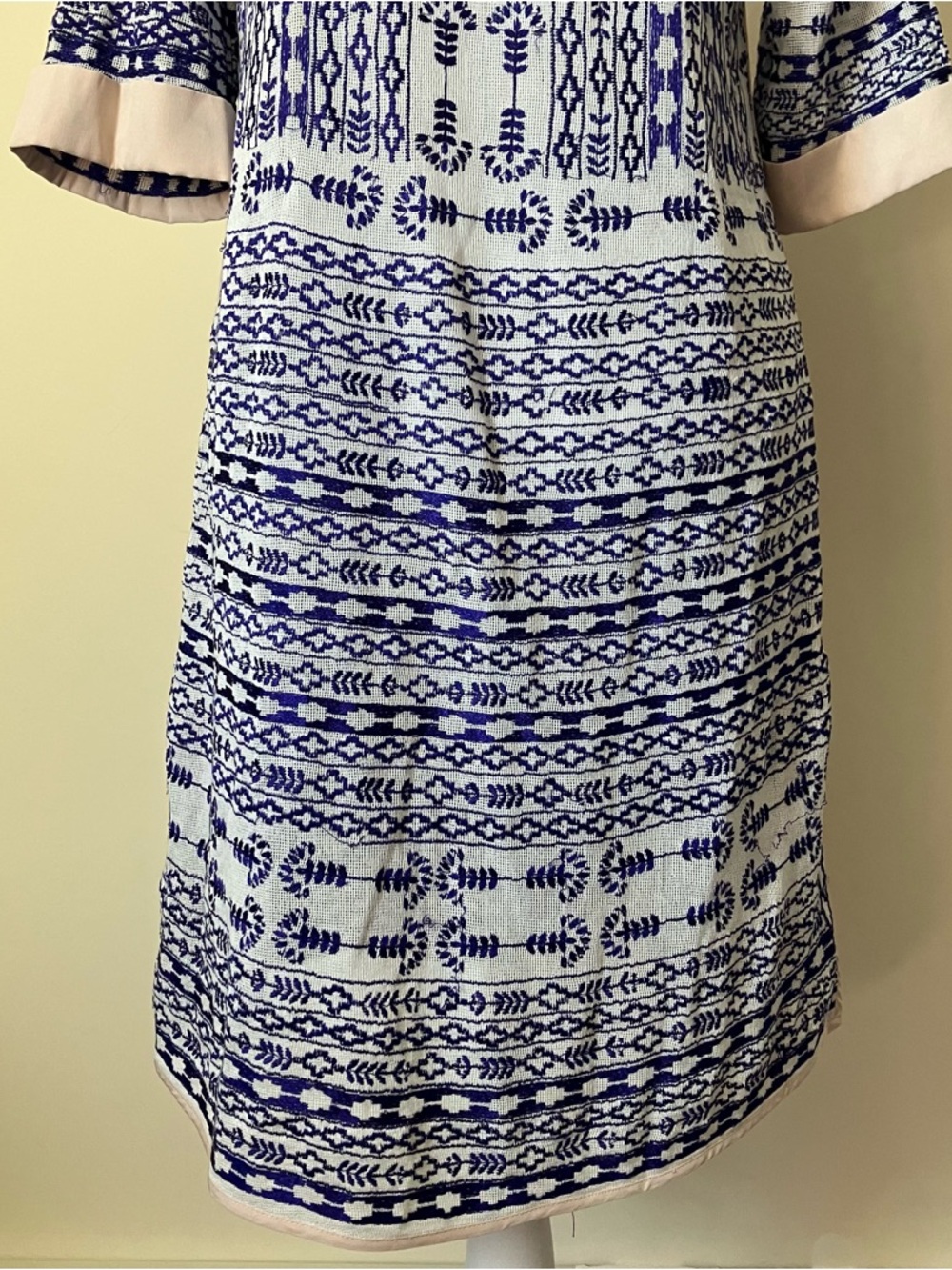 Love Sam Blue & White Embroidered V Neck Tunic Cover up Dress size XS - Picture 8 of 10
